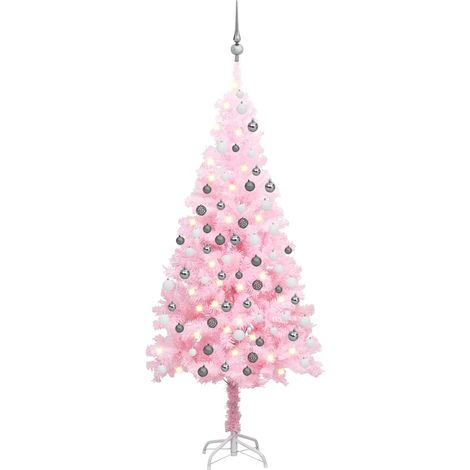Künstlicher Weihnachtsbaum mit Beleuchtung & Kugeln Rosa 180cm