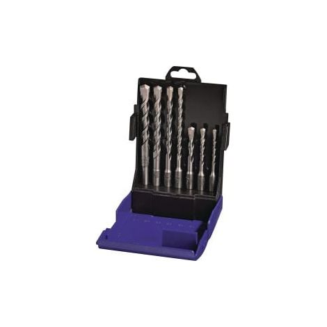Juego  de brocas  percutoras SDS-Plus  de 7  piezas. Caja  de plástico  SDS-Plus  TECWERK. (1/3)