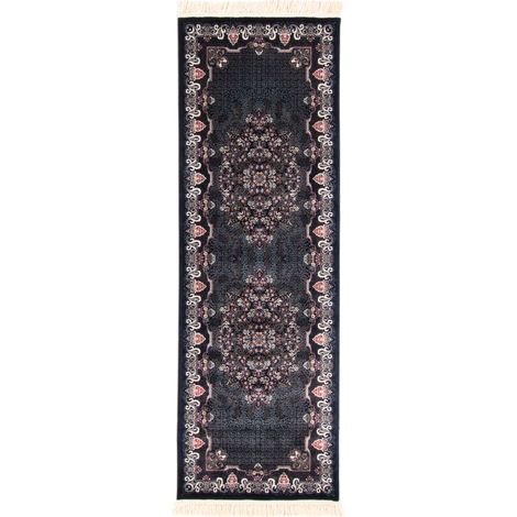 Tapis persan Flour  - 200x100cm, Rectangular - 100% Acrylique - Tissé - Noir