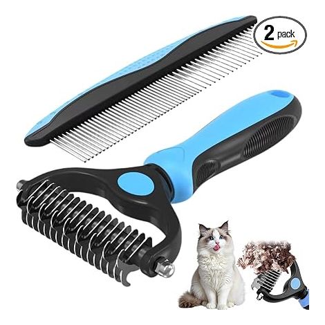 Brosse de toilettage pour animaux de compagnie, râteau double face pour chiens et chats, Chien, Chat Élimine Les Nœuds, Tapis Cheveux Emmêlé (1/5)