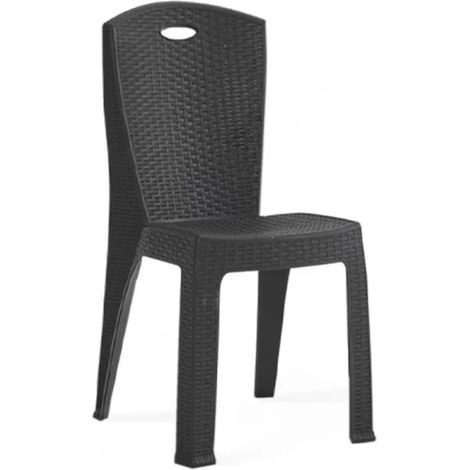 Sedia impilabile Paris in plastica effetto rattan – 38x36x88 cm – Colore antracite (1/5)