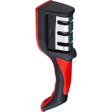 Affûteur de couteaux portatif à 3 segments, rouge et noir, multifonctionnel pour la cuisine (1/5)