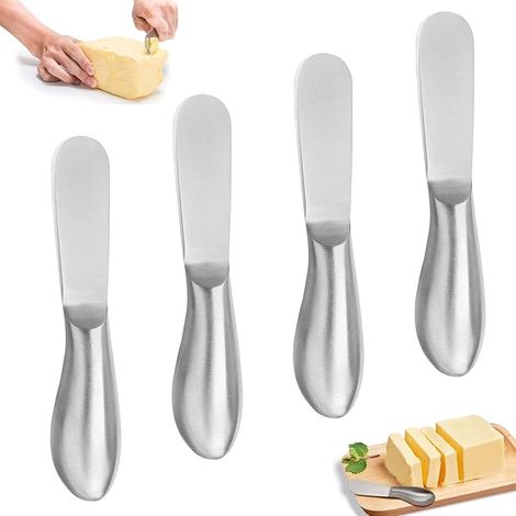 4 Pièces Couteau a Beurre en Acier Inoxydable Couteaux à Beurre en Inox 13.5 x 2.5 cm Couteau Beurre Tartineur pour Confiture Crème Fromage et la Pâtisserie (1/5)
