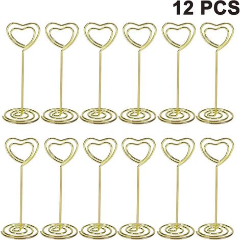 12 Stück Herz Tischkartenhalter Fotohalter Herz Kartenhalter Hochzeit Platzkartenhalter Memohalter Sitzkartenhalter Tischnummernhalter
