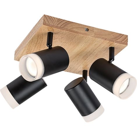 Spot Lampad Toras Oak Metal Black GU10 4 x Max.5W L: 22 cm B: 22 cm H: 16 cm Ø6 cm Dimmabile (1/5)