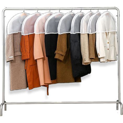 Set mit 14 transparenten Kleidersäcken – Staubschutz – Hochwertige Kleidersäcke, weiße Schultergurte (1/5)