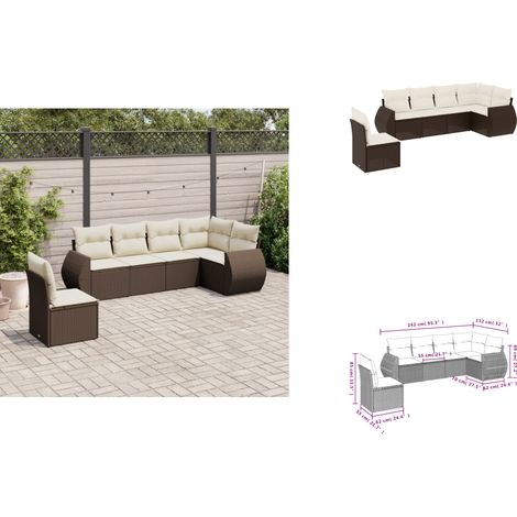 6-tlg. Garten-Sofagarnitur mit Kissen Braun Poly Rattan - Garten Sofagarnitur - Garten Sofagarnituren - Outdoor Sofagarnitur - Sofagarnitur Terrasse (1/3)