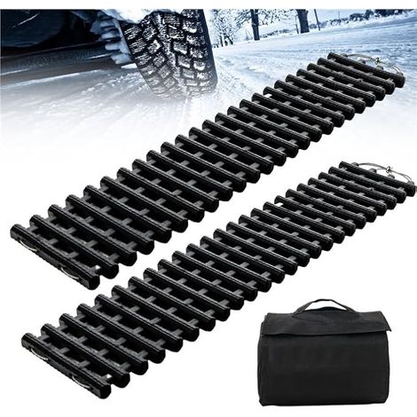 COSTWAY Juego de 2 Almohadilla Antideslizante Para Neumáticos, Alfombra de Tracción Enrollable de TPR, Tablas de Recuperación Plegable con Bolsa para Nieve, Hielo, Barro, Arena (98 x 21 x 2,8 cm) (1/5)