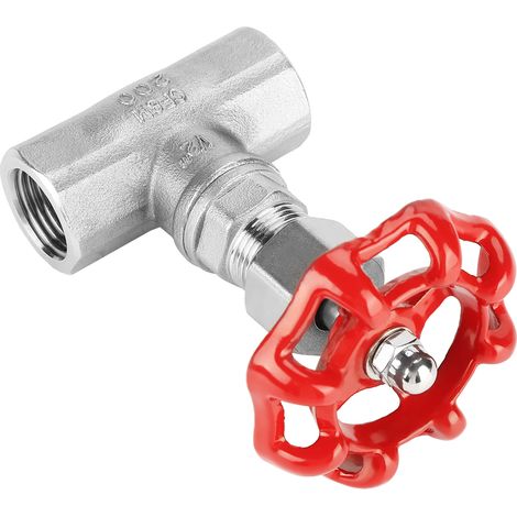 Robinet vanne inox DN15 filetage G1/2 BSPP à volant pour eau huile gaz (1/5)