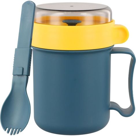 Tasse de Céréales de 500 ml, Gobelet à Céréales Bol Muesli a Emporter, Pots Yaourts avec Couvercle, Récipient Alimentaire (bleu) (1/5)