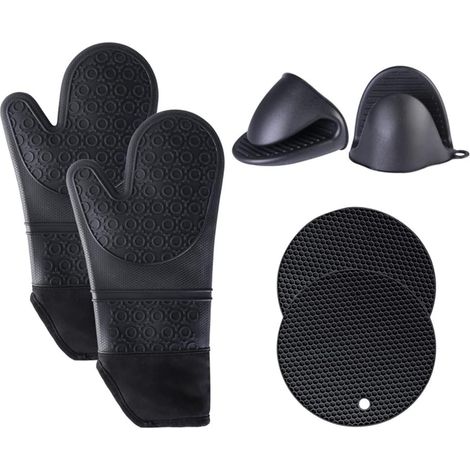 Gants de Cuisine en Silicone résistant à la Chaleur, Dessous de Plat pour casseroles et poêles Chaudes et Gants de Four en Silicone, 6 pièces, pour Cuisine, Cuisson, Barbecue,antidérapant (1/5)