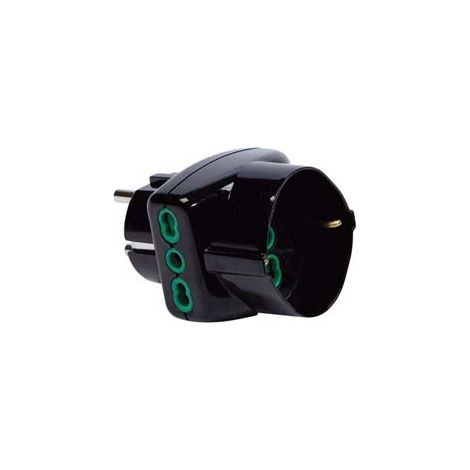 ADATTATORE TRIPLO 2 POLI + TERRA SCHUKO BIPASSO SPINA SCHUKO- - nero 82231 - 1 pezzi FANTON