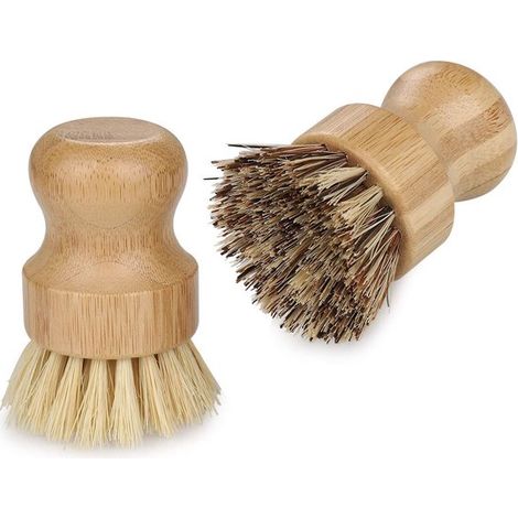 Dailygoods，Juego de 2，Cerdas duras/suaves，Para fregaderos de hierro fundido，Cepillo para platos (1/5)