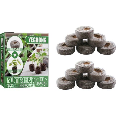 Green Mobility-Bloc de Sol de semis 30mm, 12PCS Granulés de Sol de Tourbe pour la Culture de Plantes de Jardinage, de Plantes de Multiplication et de Germination (1/5)