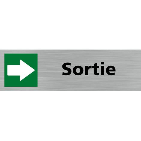 Pictogramme SORTIE VERS LA DROITE (Q0381).- Adhésif aspect aluminium brossé - (1/5)