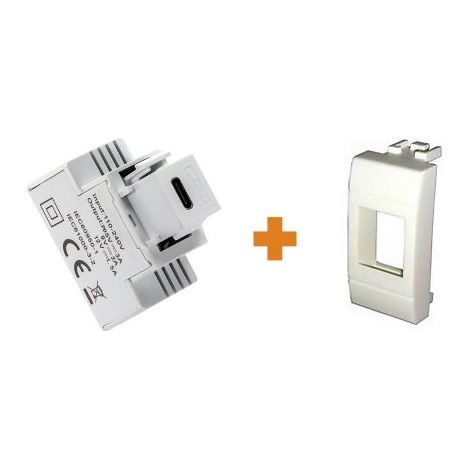 Fanton caricatore 1 USB-C 3A Ricarica rapida 18W da incasso Bticino Light bianca - 82901