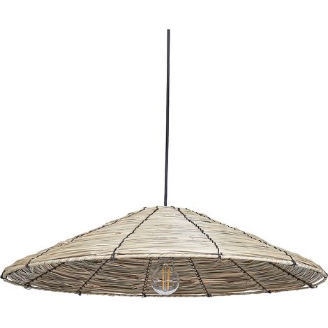 Lampe Suspendue Style Boho Naturel Abat-jour en Herbier Marin Base en Métal Luagan (1/5)