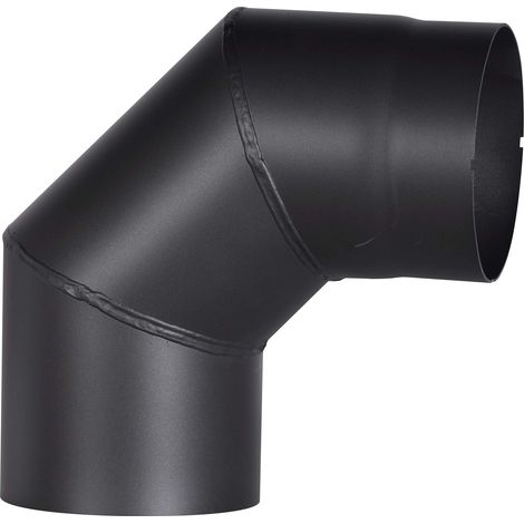 FIREFIX Tubo per stufa R150/BO in acciaio spesso 2 mm, diametro 150 mm, per stufe e focolari, Senotherm, nero, 90 gradi, senza porta di pulizia