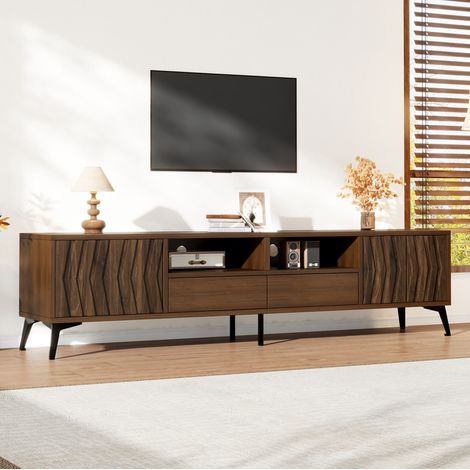 Mobile TV 180x35x45 cm in truciolare noce, 6 vani per soggiorno – MEUBLIV (1/5)