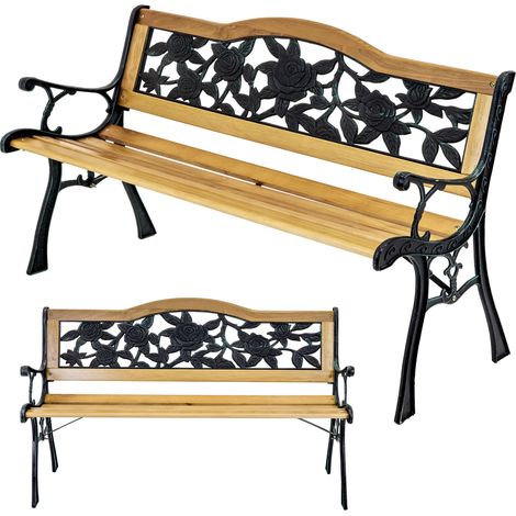 Panchina da giardino in acciaio con schienale, due posti, PARCO, per terrazzo, BALCONE, giardino