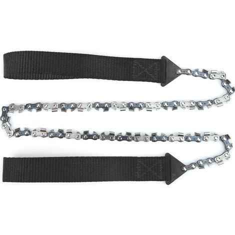 Mini scie à chaîne portable d'extérieur 33 dents pour la survie, le bûcheronnage et le camping (outil noir) (1/5)