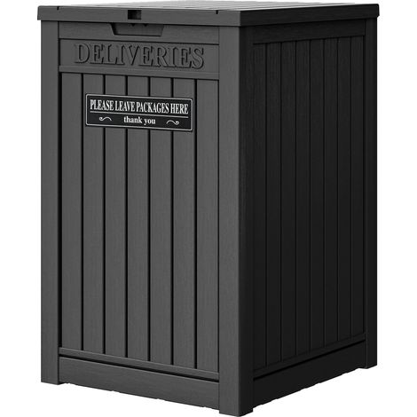 Boîte de livraison pour porche, boîte de rangement avec fermeture sécurisée verrouillable, grande boîte de livraison en résine à double paroi et boîte de terrasse étanche de 125 litres (1/5)