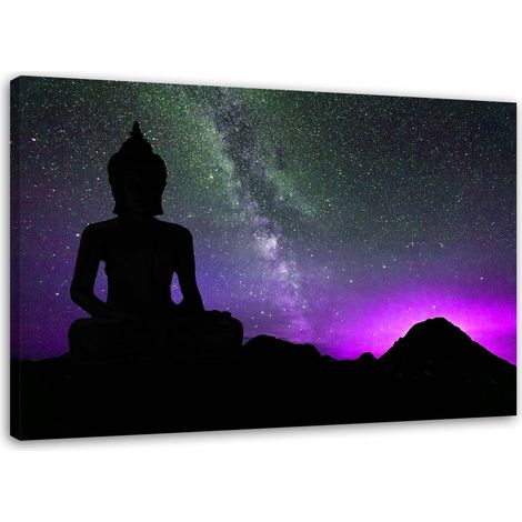 Tableau sur toile Bouddha Aurore boréale 60x40 (1/5)