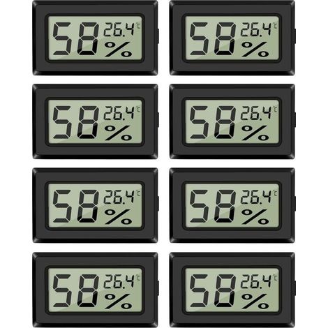 Lot de 8 mini-hygromètres et thermomètres, hygromètres numériques d'intérieur avec capteur de température pour serres, voitures, bureaux, Celsius (°C) (1/3)