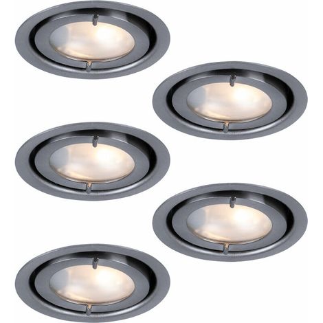Lot de 5 spots encastrables pour meubles, ronds, en aluminium brossé, spots mobiles pour le séjour 935.16 (1/5)