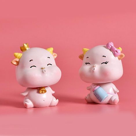 Lot de 2 figurines miniatures de vaches mignonnes pour décoration de jardin féerique, en résine, pour voiture ou autre. (1/4)