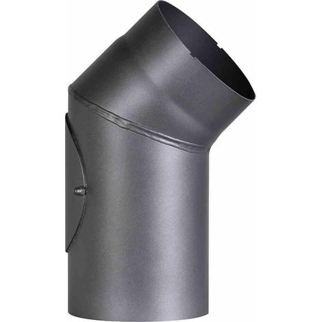 Ofenrohrbogen 45°,Ø 150 mm, grau fest mit Tür, Farbe: grau (1/2)