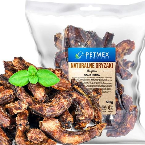 Snack masticabili naturali per cani a base di colli di pollo essiccati, Petmex 500g (1/3)