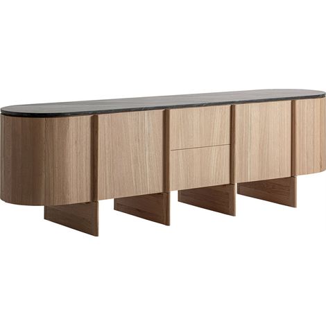 Buffet contemporain en chêne et marbre noir - chêne clair et marbre noir (1/5)