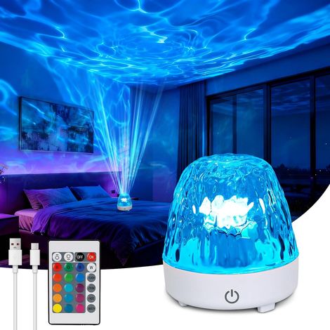 Veilleuse étoilée avec 16 couleurs et luminosité réglables, lampe de projection rechargeable sur le thème de l'océan, lampe à capteur avec télécommande, projecteur océan. (1/5)