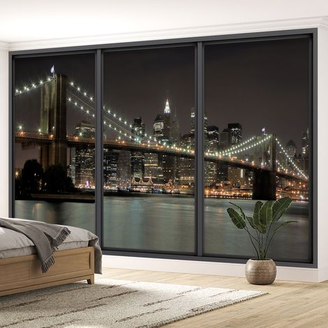 Papier peint panoramique Trompe l'oeil baie vitrée - New York - 130 cm x 78 cm (1/5)