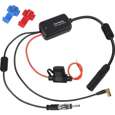 Amplificateur Antenne Autoradio 12V, Splitter Dab FM, Booster Signal Radio Voiture FM AM Dab Dab+ avec Connecteur SMB vers DIN, Amélioration Réception Universelle Tous Autoradios, Installation Facile (1/5)