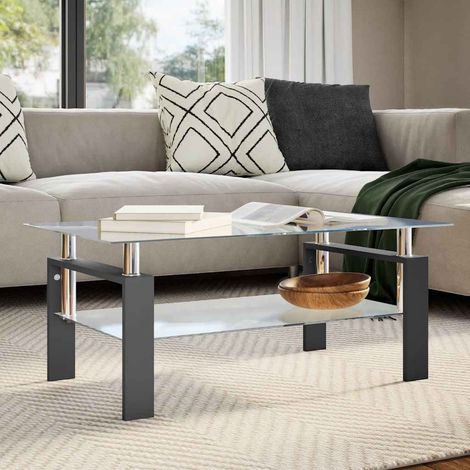 Couchtisch Schwarz Transparent 95x55x40 cm Hartglas