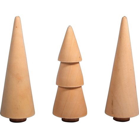 Rayher Alberi Legno, 2,9Cm Ø, Naturale, Assortito Altezza 7,8-8,5Cm, Box 3Pz, 46541505 (1/2)