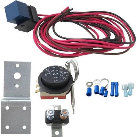 Thermostat électrique réglable par cadran de 32 à 248℉, kit de tuyau de température de liquide de refroidissement pour radiateur, ventilateur de refroidissement et radiateur électrique pour voitures e (1/5)