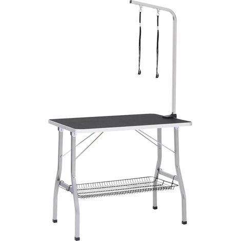 Mesa de aseo ajustable para perros con 2 lazos y cesta vidaXL (1/5)