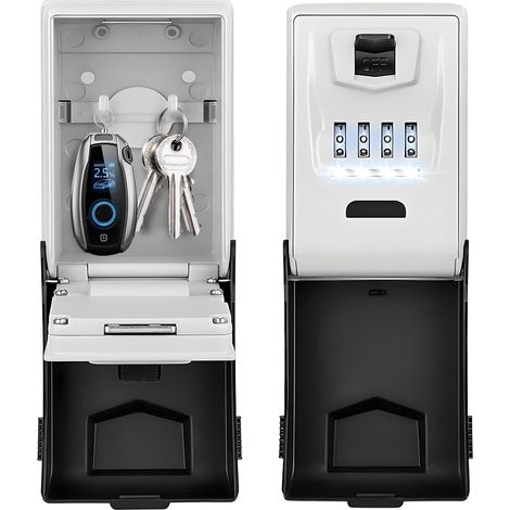 Coffre-fort à clés Boite a clefs securisee exterieur mit Zahlencode,Groß 4 Stellig Boite a cle Beleuchteten,Wasserdicht Rostfrei Schlüsseltresor Außen,für Zuhause,Büro,Schule,Garage und Mehr (Noir1) (1/5)