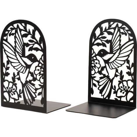 Serre-Livres Métal Colibri Lot De 2 Supports Pour Pupitre De Lecture Bureau École Maison Bibliothèque Design Orné Et Fonctionnel