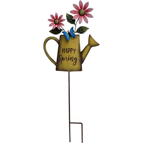Enjoliveur de jardin en fer avec piquet décoratif incluant pot et champignon (1/5)