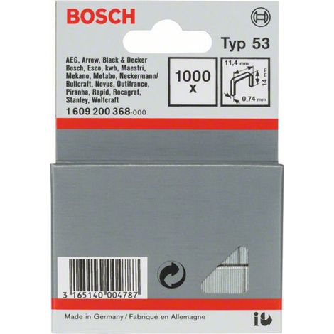 Bosch Accessories 1609200368 Feindrahtklammern Typ 53 1000 St. Abmessungen (L x B) 14 mm x 11.4 mm