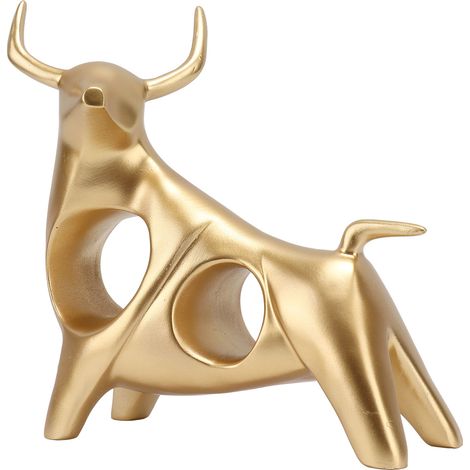 Sculpture de taureau doré en résine creuse, statuette porte-bonheur Feng Shui, figurine artisanale pour la décoration de bureau ou de maison