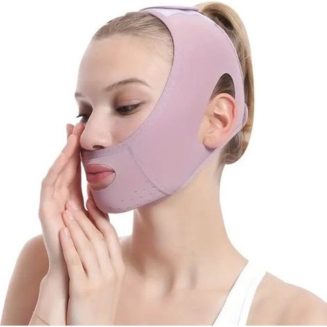 Mascarilla de noche para embellecer y moldear el rostro，mascarilla transpirable antiarrugas en forma de V，mascarilla para levantar la barbilla (1/5)