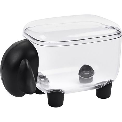 royaluxe - Mouton Boîte à Cases Rangement Maquillage Transparent pour Coton Tige et Coton, Porte-Cure-Dents Distributeur de Cure-Dents Noir, (1/5)