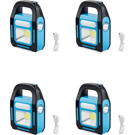 Lanterne de camping LED COB rechargeable solairement par USB 4X 3 en 1, charge pour appareils, lampe torche d'urgence étanche (1/5)