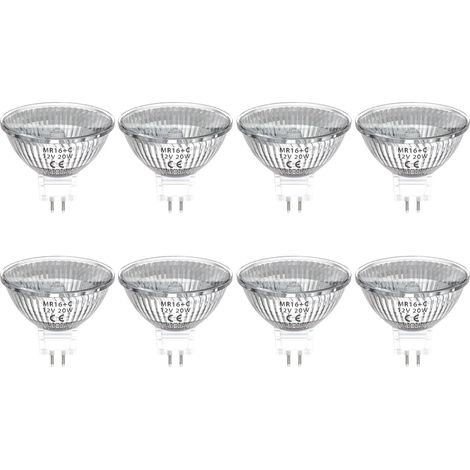MR16 GU5.3 20 W dimmbare Halogenlampe, 12 V MR16 GU5.3 Strahler, 30 Grad Abstrahlwinkel, MR16 Halogenlampe, Warmweiß 2800 K, 8er-Pack [Energieklasse G] (1/5)