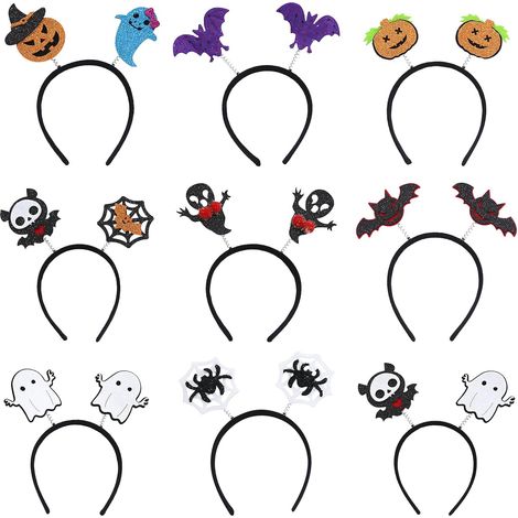 Conjunto de 9 diademas de Halloween, accesorios para el cabello de bruja con forma de calabaza, ideales para fiestas de disfraces infantiles y para adultos. (1/5)